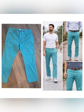 Peter Millar Teal Straight Golf Pants 38/30 NEW